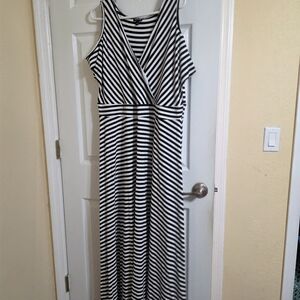 torrid Black and White Striped Surplice Maxi Dress